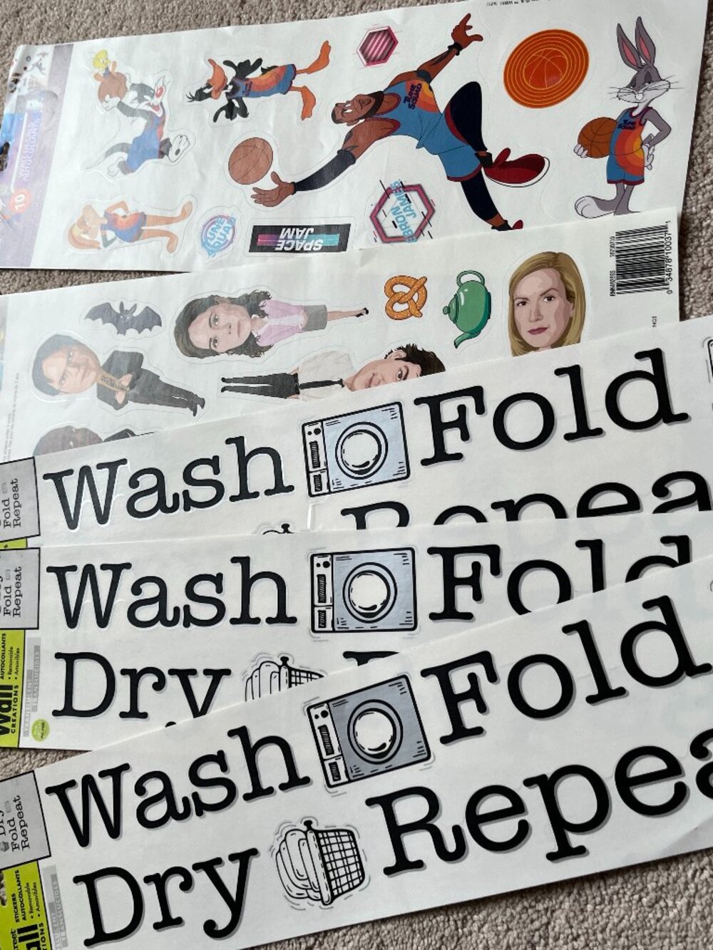 Wall Decals Bundle (Laundry Office Loonie Toons) Removable Decor (Set of 5)